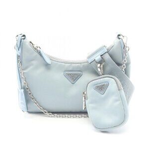 Prada Shoulder Bag Re Edition Light Blue Nylon Saffiano Leather